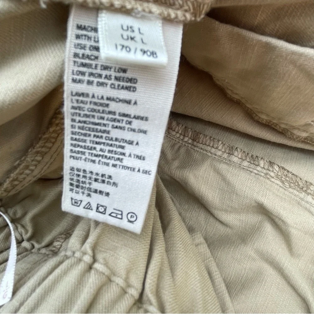 Free People Pants Womens L‎ Begie Ready to Run Cinch-Waist OB1235398 Parchment